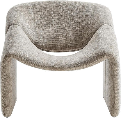 Modway Vivi Chenille Upholstered Accent Khaki-Plush, Comfy Armchair, Ideal as a Modern Barrel, Lounge Reading Chair for Living Room, Bedroom or Cozy Corner Seating
