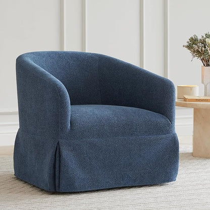 Swivel Accent Chair Set of 2, 360 Degree Performance Fabric Armchair Modern Barrel Chairs Armchair for Living Room Bedroom Home and Office,Blue