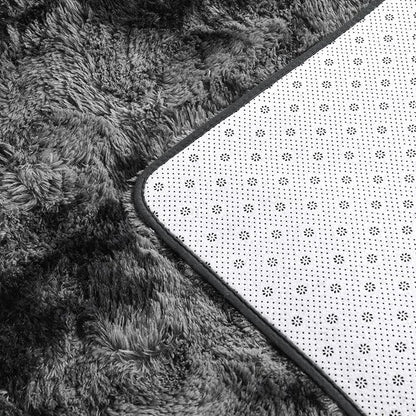 Deerhoo Large Shag Area Rugs 10 x 14, Tie-Dyed Plush Fuzzy Rugs for Living Room, Ultra Soft Fluffy Furry Rug for Bedroom, Anti-Skid Indoor Carpet Nursery Rugs for Kids Room Home Decor, Dark Grey
