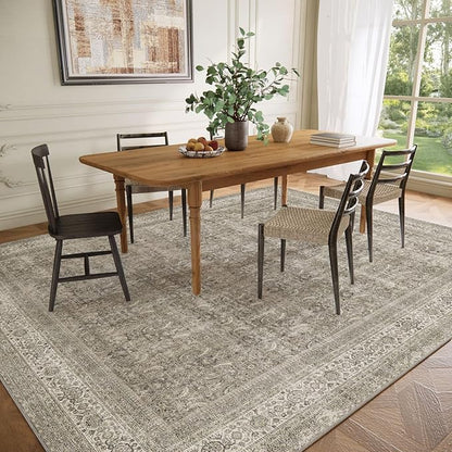 palohom 10x14 Area Rug Washable Rugs: Living Room Rug Stain Resistant Non Slip Low Pile Faux Wool Soft Large Area Rugs for Bedroom Farmhouse Dining Room Under Table Nursery Home Office Indoor
