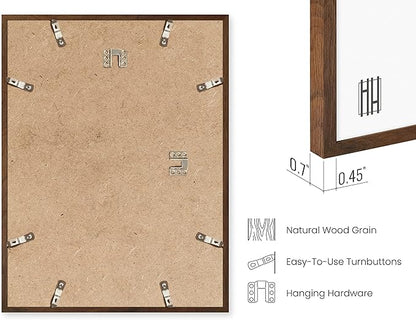 HAUS AND HUES 12x18 Walnut Oak Frame Set of 4 - Wooden Poster Holders, Rustic Gallery Wall Display