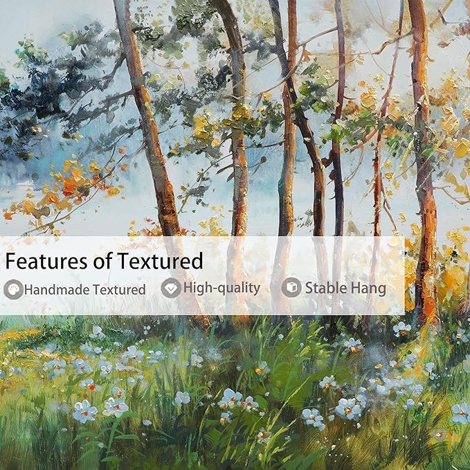 Ardemy Nature Canvas Wall Art Green Forest Pictures Wall Decor Living Room, Oversized Landscape Tree Textured Paintings Framed Artwork Bedroom Dining Room Kitchen Home Office, 58"x29"