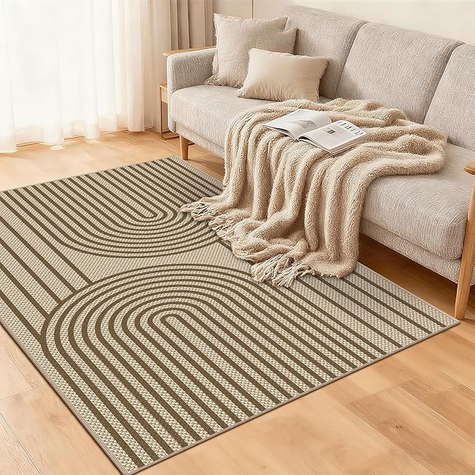 Easy Jute Rugs for Entryway, 3' x 5' Indoor Outdoor Rug, Brown Farmhouse Washable Ultra-Thin Non-Slip Area Rug for Foyer, Backdoor, Living Room, Kitchen, Bedroom, Balcony