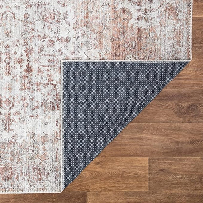 Bloom Rugs Washable Non-Slip 8' x 10' Rug - Ivory/Blush Traditional Area Rug for Living Room, Bedroom, Dining Room, and Kitchen - Exact Size: 8' x 10'