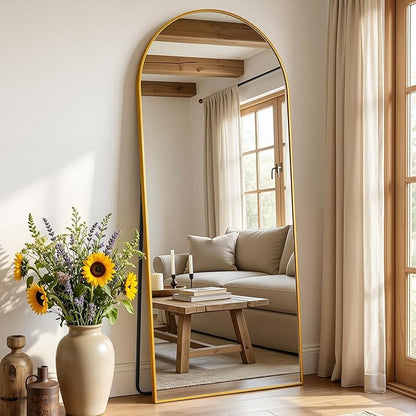 Antok Full Length Over-the-Door Hanging Mirror - Freestanding Wall Mount Leaning Body Mirror for Bedroom Living Room Entryway, 58" L x 20" W, Gold