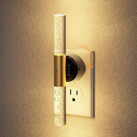 JandCase Night Light Rotating, Night Lights Plug into Wall, 3000K Acrylic Bubble Soft Light with Auto Light Sensor, 0-100LM Adjustable Brightness for Bedroom Bathroom Hallway