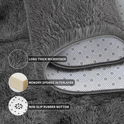 Tepook Soft Fluffy Rugs for Living Room, 5x8 Shaggy Area Rug for Bedroom, Modern Shag Rug Fuzzy Carpets for Kids, Plush Indoor Nursery Home Decor Rug with Non-Slip Bottom, Dark Grey