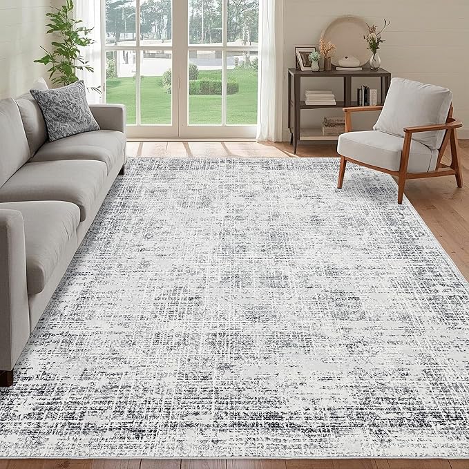 Washable 5x7 Area Rug: Modern Large Rugs for Living Room Dining Room Bedroom Office Indoor - Non-Slip Carpet Home Decor - 5x7 Light Grey