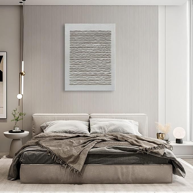 NANKAI Art White Texture Abstract Art Oil Painting Modern Minimalism Art Home Office Wall Deco Art 40x28 inches
