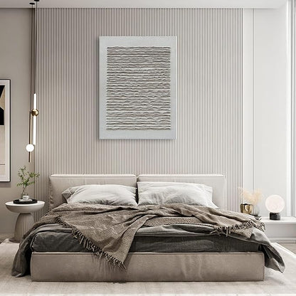 NANKAI Art White Texture Abstract Art Oil Painting Modern Minimalism Art Home Office Wall Deco Art 40x28 inches