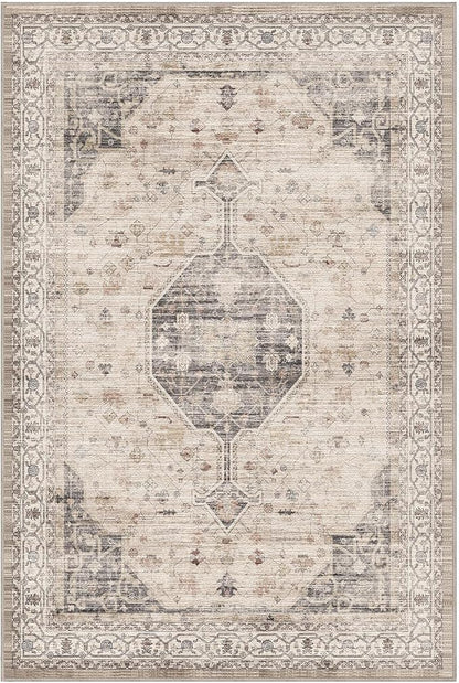 LUMI 8x10 Washable Area Rug for Living Room, Ultra Soft Traditional Rugs Non Slip with Rubber Backing, Low Profile, High Traffic, Stain Resistant Carpets, Ideal for Bedroom, Dining Room, Indoor