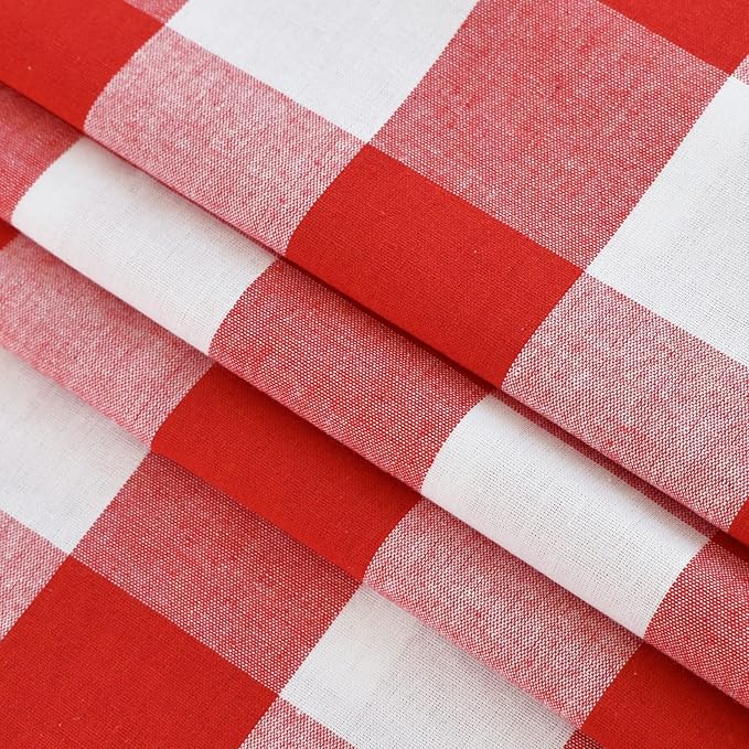 3 Pc Cotton Classic Country Farmhouse Kitchen Window Curtain Grommet Top -Red & White Buffalo Check Tier & Valance Set, 54" x 18" / 32" x 30"