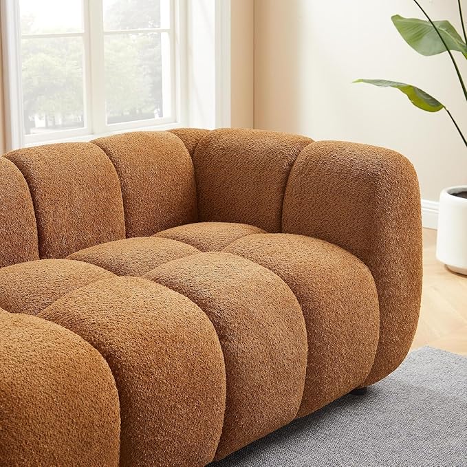 VANOMi 88" Oversized Boucle Sofa, Modern Upholstered Tufted Cloud Couch, Deep Seat Boucle Sofa,Cozy Modern 3 Seater Couch for Living Room, Bedroom, Apartment