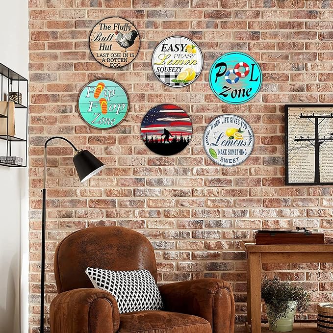 Round Metal Tin Sign Rustic Wall Decor Wall Plaque It's 5 O'Clock Somewhere Sign, Summer Wreath Sign,Suitable for Home Garden Kitchen Bar Cafe Garage Retro Vintage 12x12 Inch