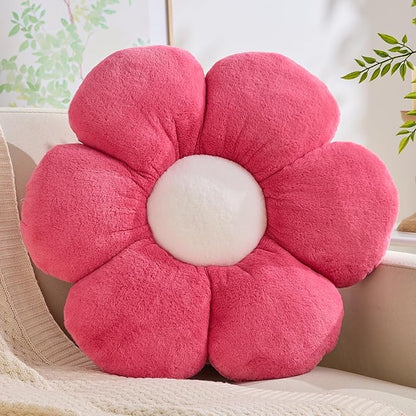 CANGHI Hot Pink Flower Pillow 15.74 inch Flower Shaped Throw Pillows Daisy Plush Pillow Floor Pillows Seat Cushion Cute Aesthetic Decorative Throw Pillows for Bed Home Sofa Chair Couch Decor