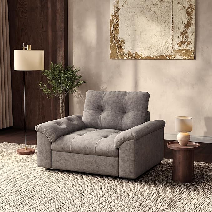 Oversized Modular Sectional Sofa with Storage, Modern Deep Seat Cloud Couch for Living Room, L-Shaped Large Sectional Couch, Single Chair, Gray