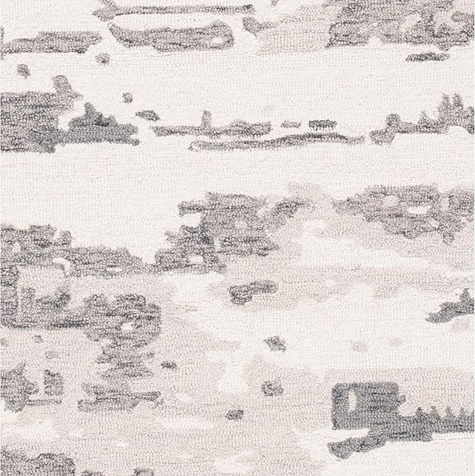 SAFAVIEH Abstract Collection 6' Round Charcoal / Ivory ABT465H Handmade Abstract Premium Wool Area Rug