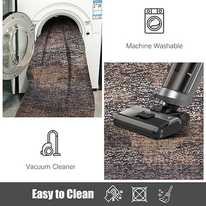 RUGSURE Washable Area Rug - 1/6 Thick - Stain & Water Resistant Non-Slip - Resistant Rug for Living Room, Bedroom, Nursery, Pet & Child Friendly, Vintage Charm Area Rugs (Rust, 8' x 10')