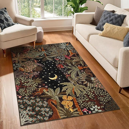 GarveeHome 3x5 Washable Area Rug for Bedroom, Jungle Animal Soft Tiger Rug Non Slip Low Pile Brown Carpet Stain Resistant Throw Rug for Bedside Kids Room Office Dining Room