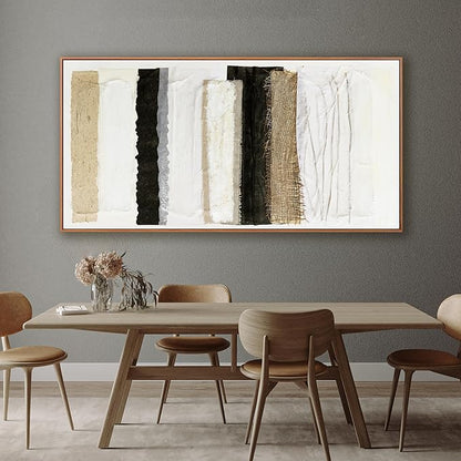 Framed Abstract Canvas Wall Art Decor Home Decor Large Wall Art Prints Wall Decorations Multicolor Overlapping Strips Framed Artwork Parting for Living Room Wall Bedroom Kitchen Office Decor 29"×58"