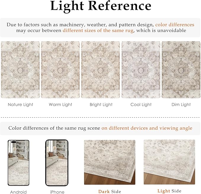 PureCozy Beige Runner Rug 2'6"x10' Washable Vintage Carpet Hallway Kitchen Soft Retro Low Pile Thin Indoor Bedroom Non Slip Oriental Medallion Long Throw Rug for Bathroom Laundry Dining Room