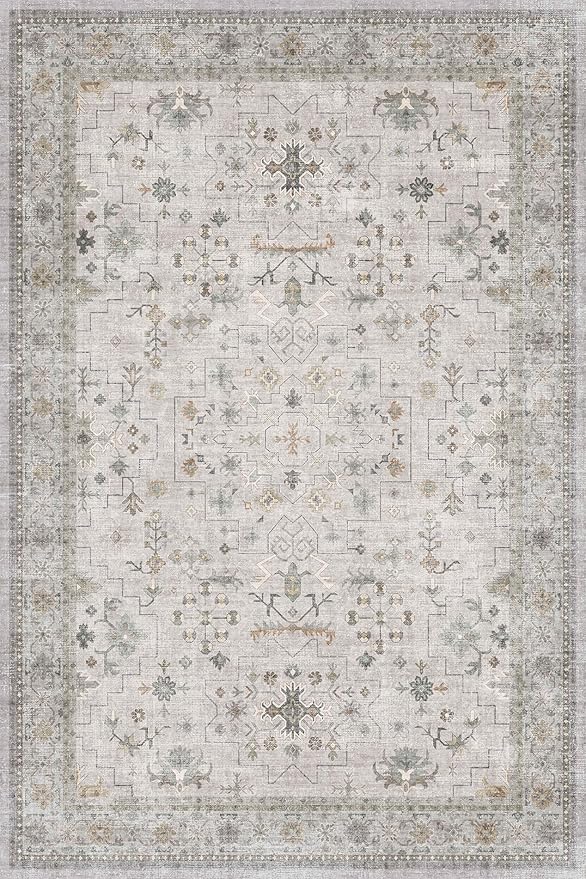 Hazo Haus Light Gray 8x12 Large Area Rugs for Living Room - Oriental Rug for Bedroom Under Bed, Dining Room Under Kitchen Table, Washable Soft Non Slip Unique Indoor Décor