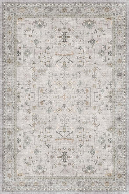 Hazo Haus Light Gray 8x12 Large Area Rugs for Living Room - Oriental Rug for Bedroom Under Bed, Dining Room Under Kitchen Table, Washable Soft Non Slip Unique Indoor Décor