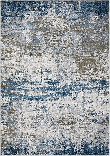 ROYHOME Modern Abstract 2x3 Area Rug Non Slip Non Shedding Low Pile Stain Resistant Rug for Entryway Kitchen Bedroom,Navy