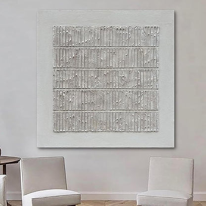 NANKAI Art 44x44 Inches Hand-painted white texture Abstract art Oil painting Contemporary Minimalist art home Living room Office Corridor wall Decoration Oil Painting