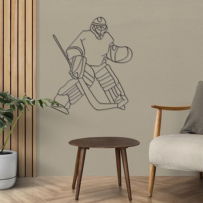 Hosley Ice Hockey Metal Wall Decor 29.25 Inch High - Ideal Home Decor Gift for Sports Enthusiast - Enhance Room, Bathroom, Home Office Decor - Perfect for Weddings & Parties