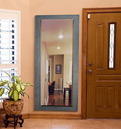 Renditions Gallery Full Length Mirror Gray Wood Frame Full Body Wall Mounted Apartment Vanity Decor Aesthetic Large Standing Mirror for Bedroom Living Room Bathroom - 61"x25" LT07