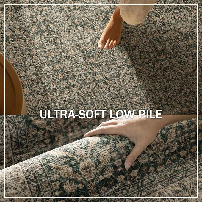 Machine Washable Hallway Runner Rugs: 2'x6' Kitchen Rug Stain Resistant Non Slip Low Pile Soft Carpet Runners for Hallways Indoor Entryway Kitchen Laundry Room Bedroom Bathroom Farmhouse