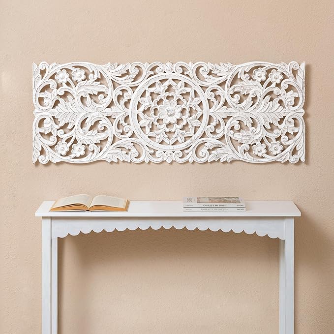 JFY Designs Wall Medallion - Wooden Wall Decor, Hand Carved & Embossed Decorative Wall Sculpture, Boho Farmhouse Wall Art, Perfect for Home, Office or any Living Space