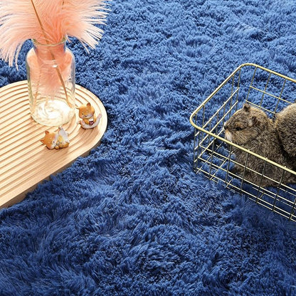 Andecor Soft Fluffy Bedroom Rugs, 4 x 6 Feet Indoor Shaggy Plush Area Rug for Boys Girls Kids Baby College Dorm Living Room Home Decor Floor Carpet, Light Navy