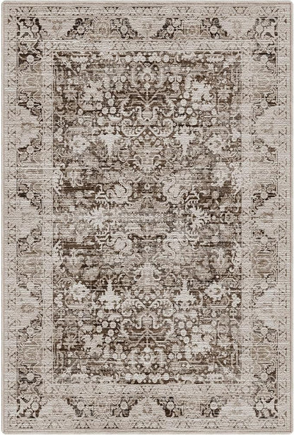 LUMI 5x8 Washable Area Rug for Living Room, Ultra Soft Traditional Vintage Rugs Non Slip with Rubber Backing, Low Profile, High Traffic, Stain Resistant Carpets, Ideal for Bedroom, Dining Room, Indoor