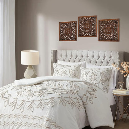 Wooden Designer Wall Hanging Plaques/Wall Plaque Wall Décor Plaques Set of 4-16x16 Inch - Burnt, Elegant Sculpture Wall Décor Panel to Enhance the Décor of Your Room or Office