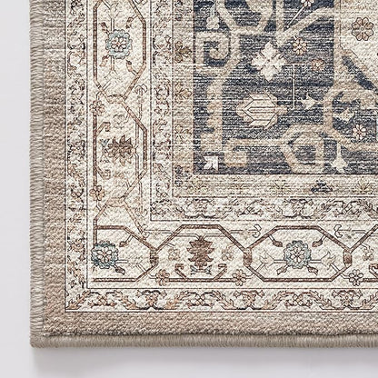 LUMI 10x14 Washable Area Rug for Living Room, Ultra Soft Traditional Rugs Non Slip with Rubber Backing, Low Profile, High Traffic, Stain Resistant Carpets, Ideal for Bedroom, Dining Room, Indoor