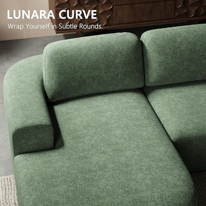 Dowinx 107'' Modular Sectional Sofa Couch with Chaise, No Assembly Required, Modern Woven-Textured Upholstery, Convertible L-Shaped Design for Living Room – Forest Green