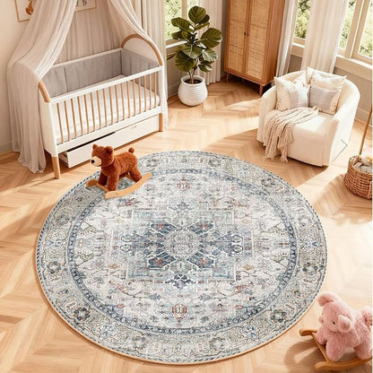4x4 Washable Rugs for Living Room: Bedroom Rug Stain Resistant Non Slip Low Pile Soft Small Area Rugs for Bedroom Entryway Kitchen Living Room Bedside Office Dorm Kids Room Entrance