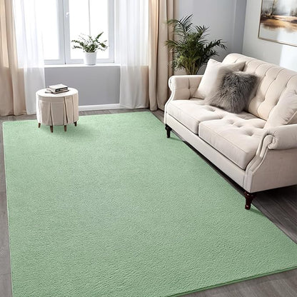 Rugs for Living Room Bedroom, 6x9 ft Sage Green Area Rug, Washable Memory Foam Indoor Carpet, Modern Aesthetic Minimalist Non-Slip Carpets for Boys Girls Adults Home Decor