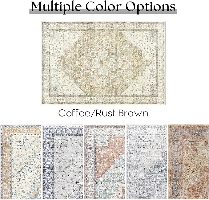 BILEEHOME Boho Runners for Hallway,3x10 Non Slip Washable Neutral Rustic Modern Farmhouse Persian Runner Rugs for Kitchen, 3 x 10, Light Tan Brown and Beige Coffee