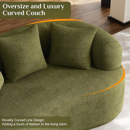 68.5" Loveseat Sofa for Living Room, Modern Luxury Plush Chenille Extra Deep Seat Curved Cloud Floor Couch with 3 Throw Pillows for Small Spaces, No Assembly Needed, Sage Green