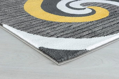 GLORY RUGS Modern Area Rug Swirls Carpet Bedroom Living Room Contemporary Dining Accent Sevilla Collection 4817A (Yellow, 5x7)