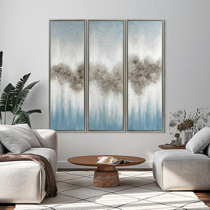 Empire Art Direct Abstract Wall Art Textured Hand Painted Canvas by Martin Edwards, Triptych, 60" x 20" each, Sequence