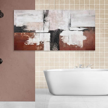 Glvzygy Abstract Wall Art Brick Red and Black and White Abstract Canvas Wall Decor Artwork Painting Modern Wall Art With Frame for Living Room Bedroom Office Home Wall Decor 24"x48"