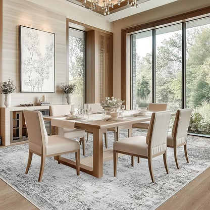 6x9 Area Rug Living Room Rugs - Washable Rug Large Modern Abstract Soft Thin Carpets Indoor Floor No Slip Vintage Carpet for Bedroom Under Dining Table Nursery Home Office Decor Gray