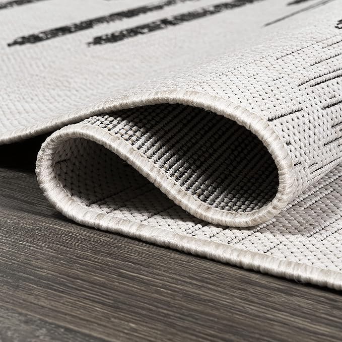 JONATHAN Y Stripe Geometric Indoor Outdoor Runner Rug 2X8 Ivory/Black, Zolak Berber for Backyard, Patio, Porch, Easy-Cleaning, High Traffic, Pet-Friendly, Non-Shedding (SMB124D-28)