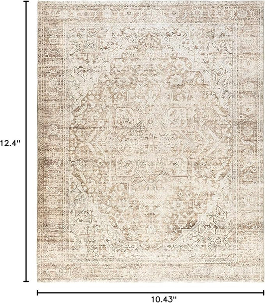 Tan Brown and Beige 3x5 Small Entryway Area Rug Indoor for Front Door Entry Way,Washable Non Slip Ultra Thin Modern Farmhouse Neutral Boho Door Mat Entrance