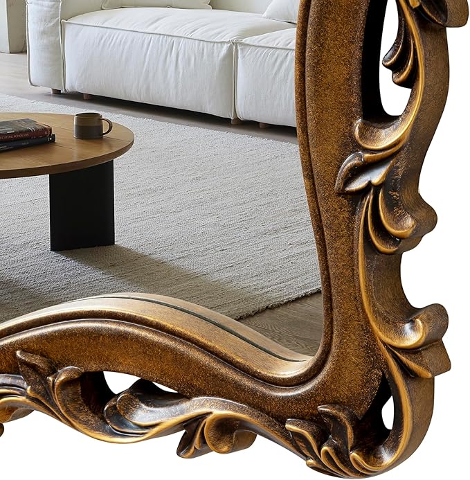 SHYFOY Vintage Mirrors for Wall Decor – 37" x 28" Large Ornate Baroque Antique Wall Mirror, Decorative Gold French Traditional Design, Anthropologie Mirror Dupes for Living Room, Bedroom & Entryway