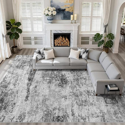 10x12 Area Rug Living Room: Washable Large Abstract Neutral Modern Soft Rug Stain Resistant Indoor Floor Non-Slip Accent Carpet for Bedroom Nursery Playroom Dining Room Office Dorm Home House Decor